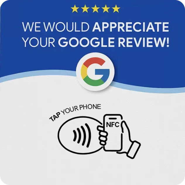 Acrylic NFC Google review plate — tap your phone to leave a review